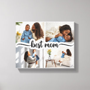 Bästa Mamma-Personlig 4-fotokollage Canvastryck