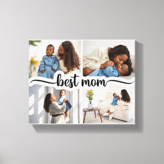 Bästa Mamma-Personlig 4-fotokollage Canvastryck (Framsida)