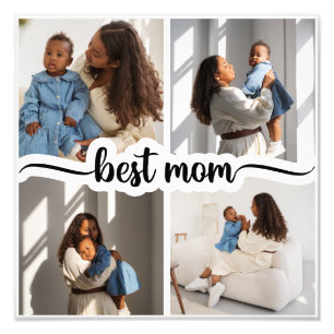 Bästa Mamma-Personlig 4-fotokollage Fototryck