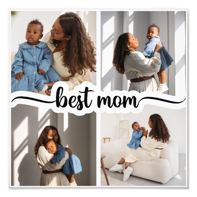 Bästa Mamma-Personlig 4-fotokollage Fototryck (Framsidan)
