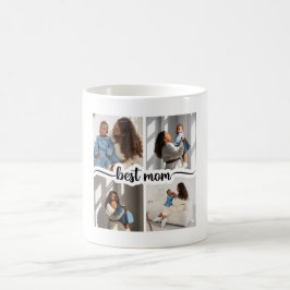 Bästa Mamma-Personlig 4-fotokollage Kaffemugg