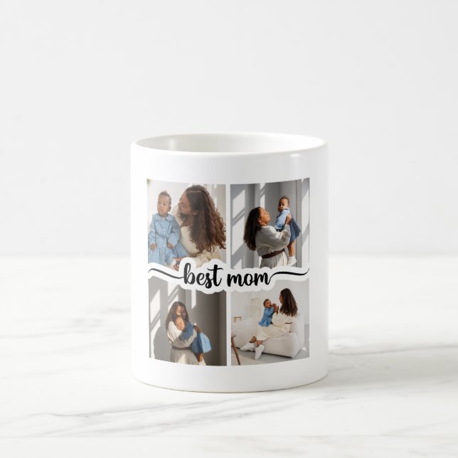 Bästa Mamma-Personlig 4-fotokollage Kaffemugg (Center)