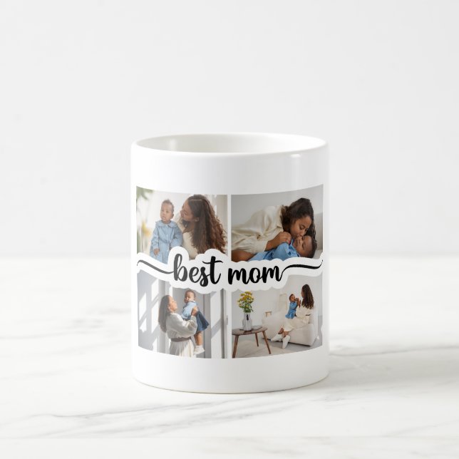 Bästa Mamma-Personlig 4-fotokollage Kaffemugg (Center)