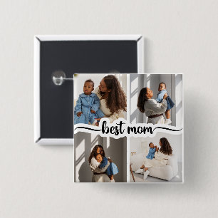 Bästa Mamma-Personlig 4-fotokollage Knapp