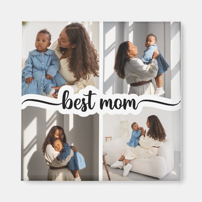 Bästa Mamma-Personlig 4-fotokollage Magnet (Framsidan)