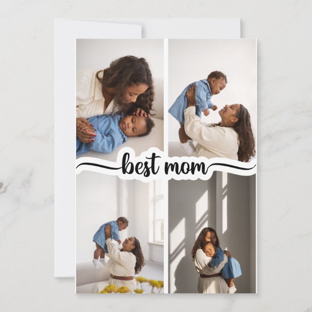 Bästa Mamma-Personlig 4-fotokollage Meddelande (Framsida)