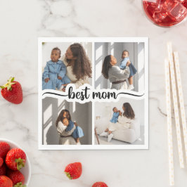 Bästa Mamma-Personlig 4-fotokollage Pappersservett