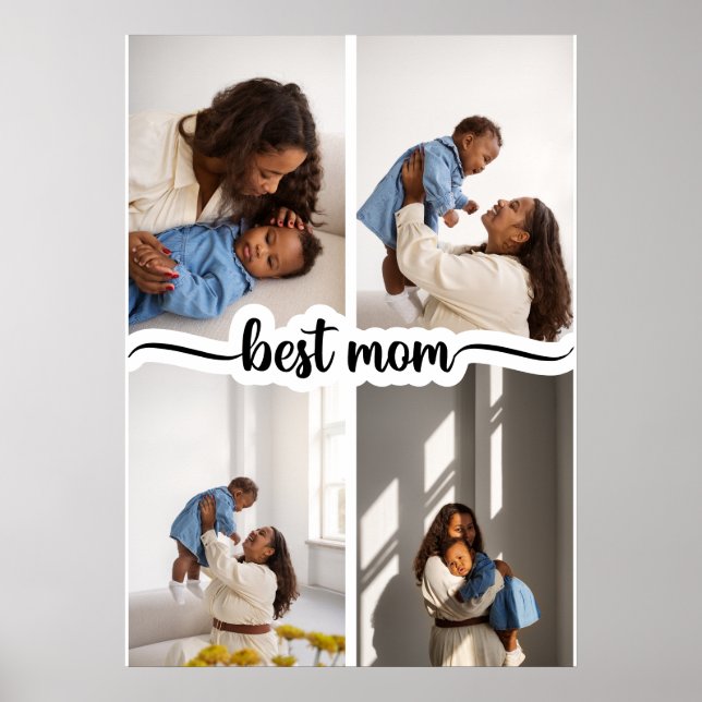 Bästa Mamma-Personlig 4-fotokollage Poster (Framsidan)