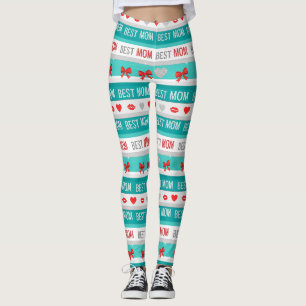 Bästa mamma Pop Art-hjärter & bågar Retro Leggings