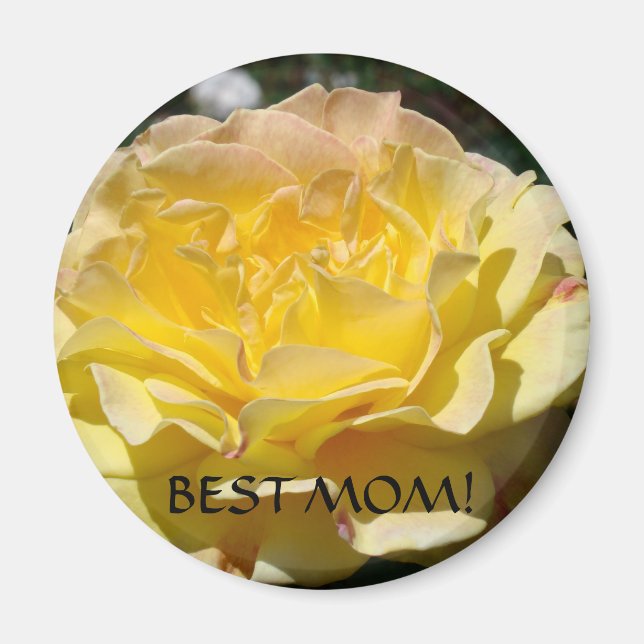 BÄSTA MAMMA Presentmagnet Gul Ros Blommor Magneter (Framsidan)