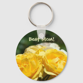 Bästa mamma! presentnyckelring Gul Ros Blomsterträ Nyckelring