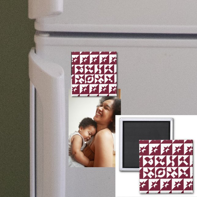 Bästa Mamma Red and White Mönster med stjärnor Magnet (Skapare uppladdad)