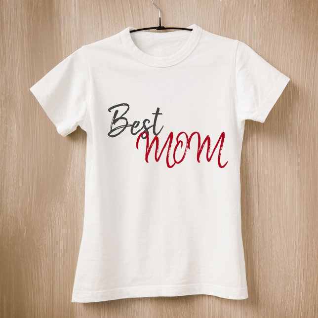 Bästa Mamma Red Script Simple Mor's Day T Shirt (Skapare uppladdad)