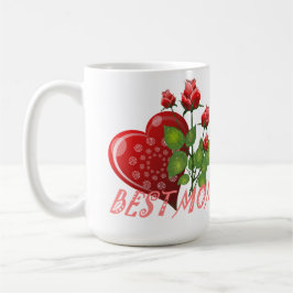 Bästa Mamma, Röda hjärtat och Grönt Löv Kaffemugg