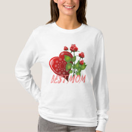 Bästa Mamma, Röda hjärtat och Grönt Löv T Shirt