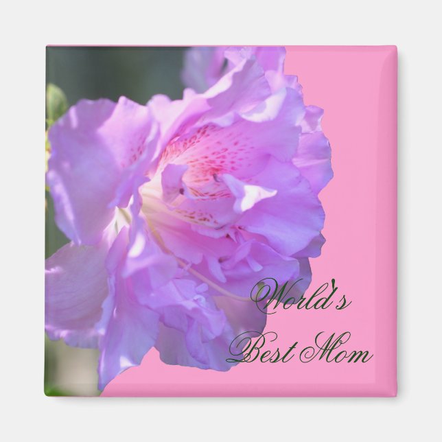 Bästa Mamma Rosa Azalea Flower Photo Magnet (Framsidan)