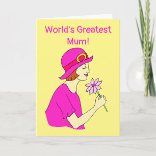 Bästa mamma rosa hatt mors dag kort