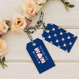 Bästa Mamma Rosa Heart Mönster-uppskattning Presentetikett