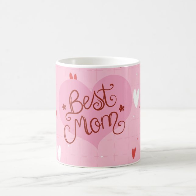 Bästa mamma rosa hjärta-mugg kaffemugg (Center)