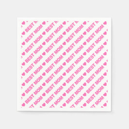 Bästa Mamma-Rosan på vit Pappersservett