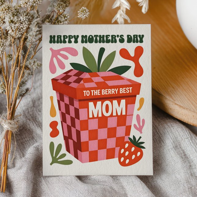 Bästa mamma-rutig retro mors dag julkort (Skapare uppladdad)