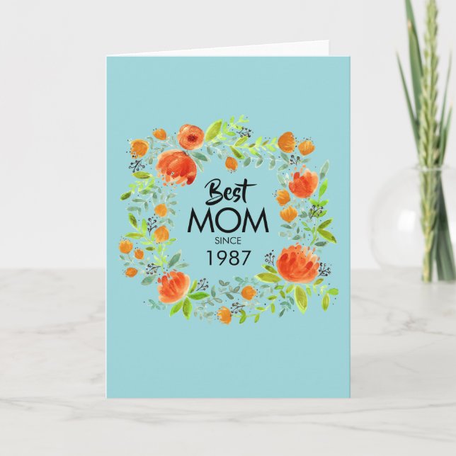 Bästa Mamma sedan Blommigten för vattenfärg - häls Kort (Framsida)
