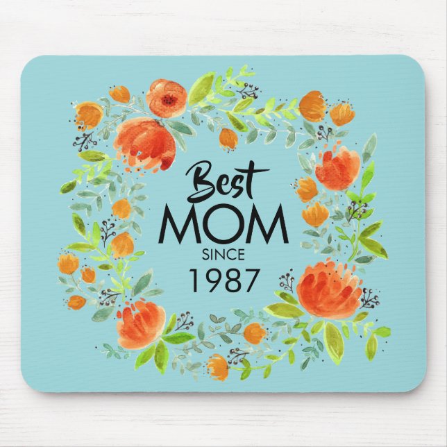 Bästa Mamma sedan vattenfärgen Blommigt Mousepad Musmatta (Framsidan)