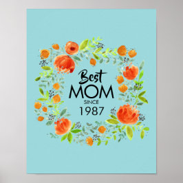 Bästa Mamma sedan vattenfärgens Blommigt Poster te