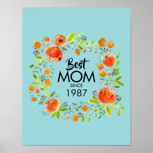 Bästa Mamma sedan vattenfärgens Blommigt Poster te