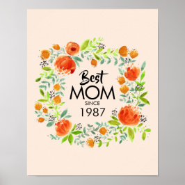 Bästa Mamma sedan vattenfärgens Blommigt Poster te