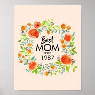 Bästa Mamma sedan vattenfärgens Blommigt Poster te