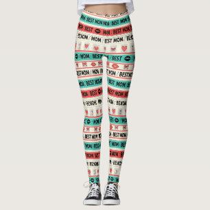 Bästa mamma seriehjärtan retro grafik leggings