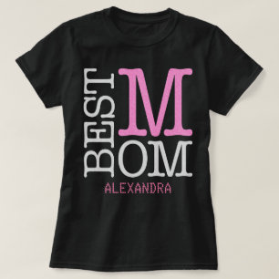 Bästa Mamma Silver rosa Glitter Namn Personlig T Shirt