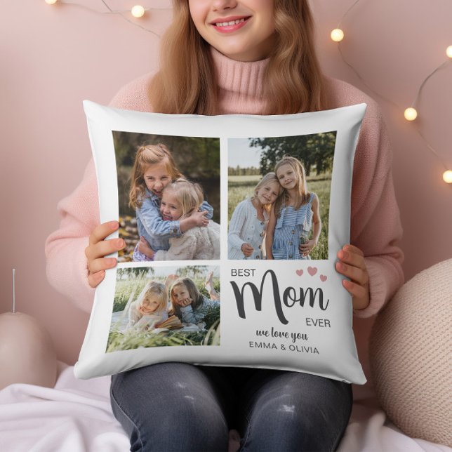 Bästa Mamma Skapa ditt eget foto Kudde (Best Mom Create Your Own Photo Throw Pillow by MINTIC DESIGN STUDIO)