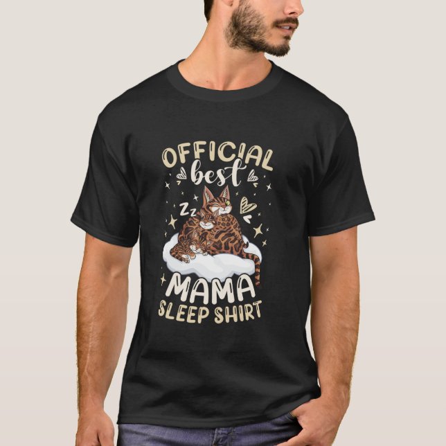 Bästa Mamma Sleeping Bengal Cat med 2 Kittens Moth T Shirt (Framsida)