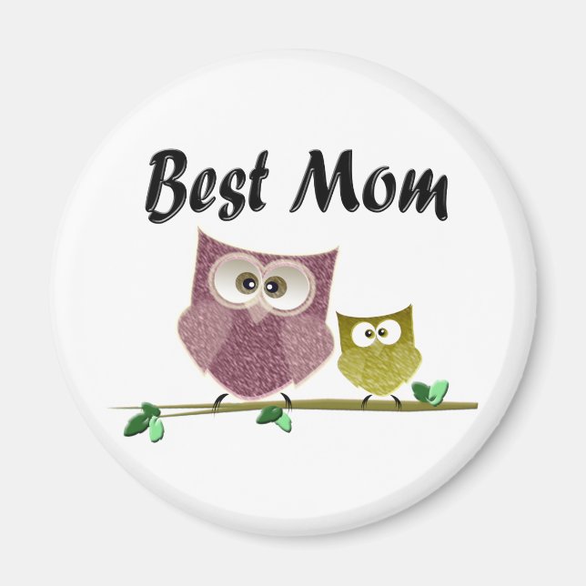 Bästa Mamma, söt Uggla art Magnet (Framsidan)