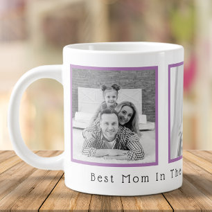 Bästa mamma Svart och vit 3 bilder Jumbo Mugg