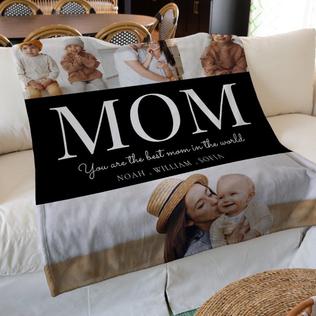 Bästa mamma-svartvitt 4-bild fleecefilt (Skapare uppladdad)