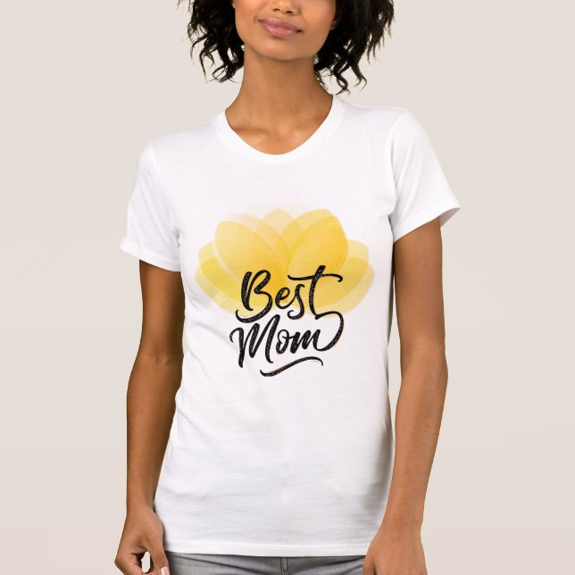 Bästa Mamma T-Shirt med Blommigten Gult Bloom (Framsida)