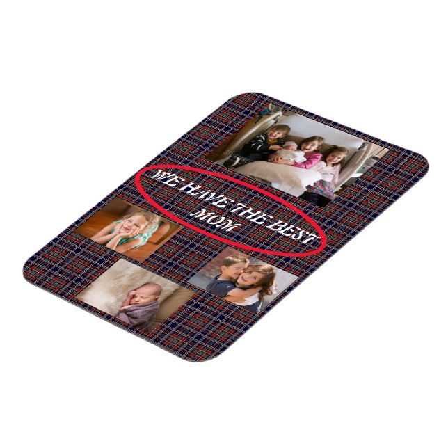 Bästa mamma Tartan-rutig fototribut Magnet (Vänstra Sidan)