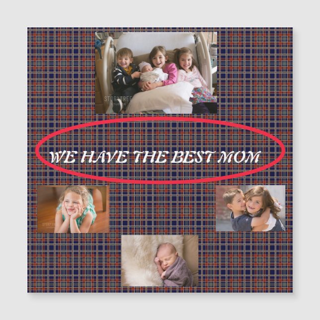 Bästa mamma Tartan-rutig minnescollage (Framsida)