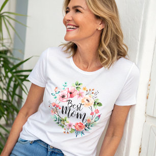 Bästa Mamma-vattenfärgen Boho-Blommigt T Shirt