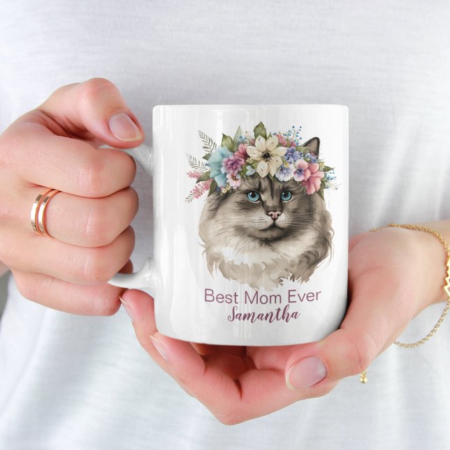 Bästa Mamma-vattenfärgskat någonsin med vismisk Bl Kaffemugg (Skapare uppladdad)