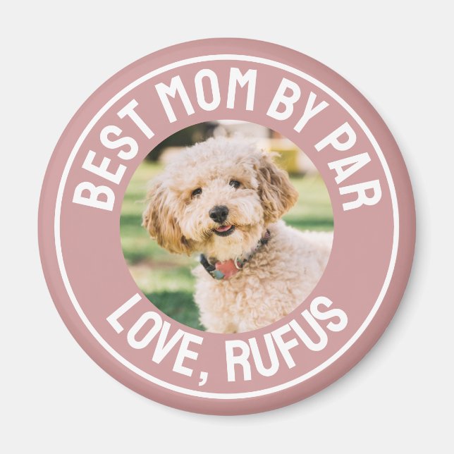 Bästa mamma vid par hund foto dammrosa rosa magnet (Framsidan)