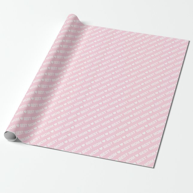 Bästa Mamma White om Ljus rosa Wrapping Papper Presentpapper (Utrullad)