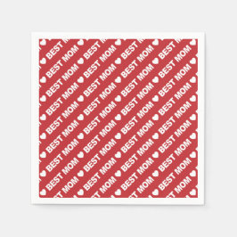 Bästa Mamma White på Mörk Red Pappersservett