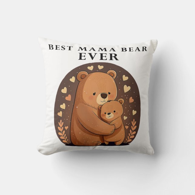 Bästa Mamman Bear någonsin Cute Hearear Bear Mors  Kudde (Framsida)