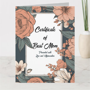 Bästa mamman-certifikat på mors dag kort