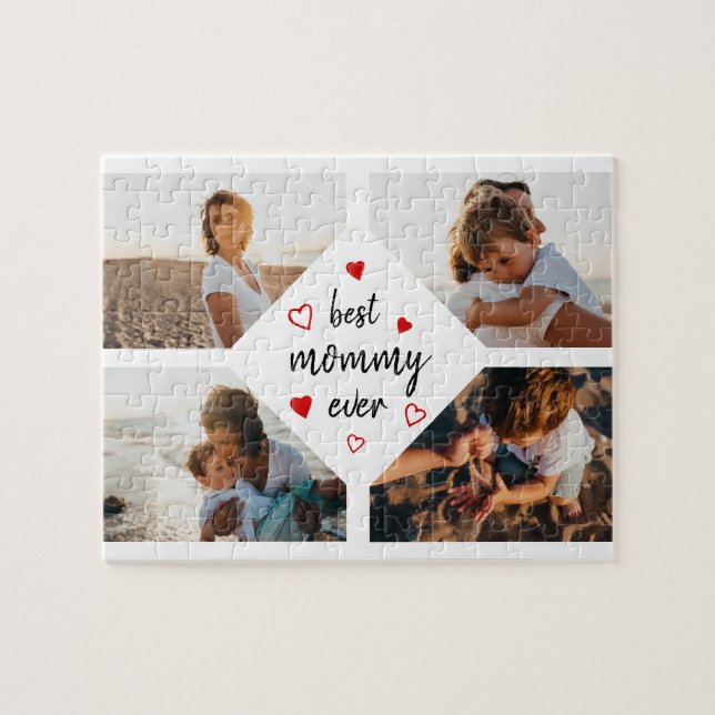 Bästa Mamman någonsin 4 Photo Collage Mors dag Gif Pussel (Horisontell)