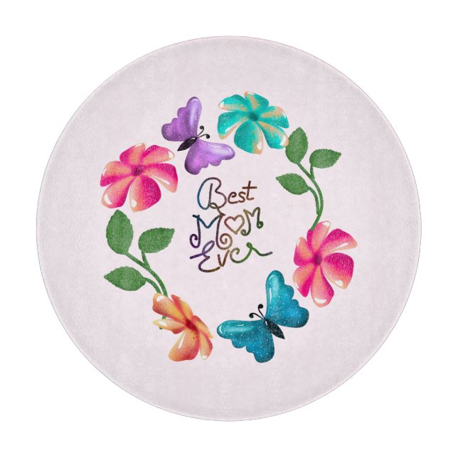 Bästa mamman någonsin Blommig krans Söta fjäril bl (Framsidan)